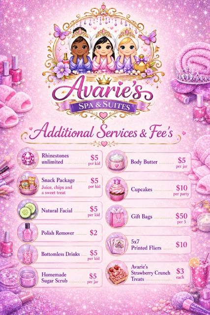 Avarie's Spa & Suites additional services and fees